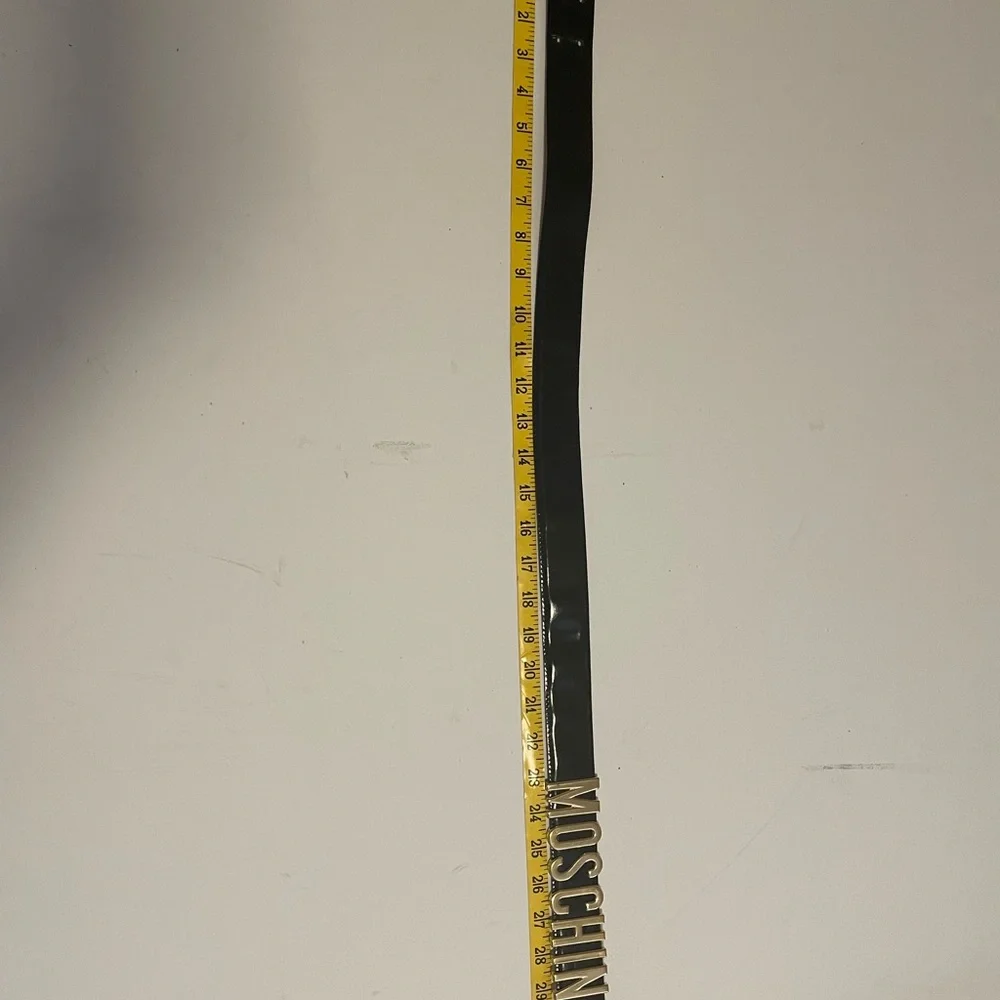 Moschino Black Belt with Gold Lettering